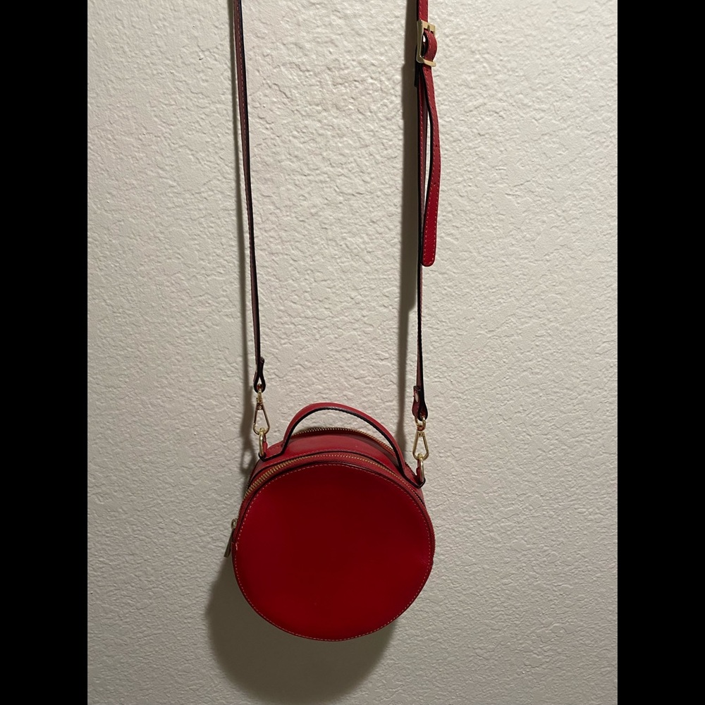 Red faux-leather crossbody purse